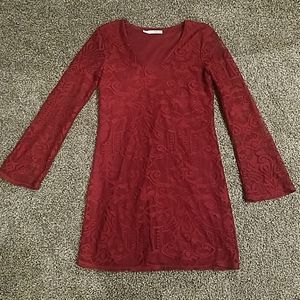 marron lacy dress size XS